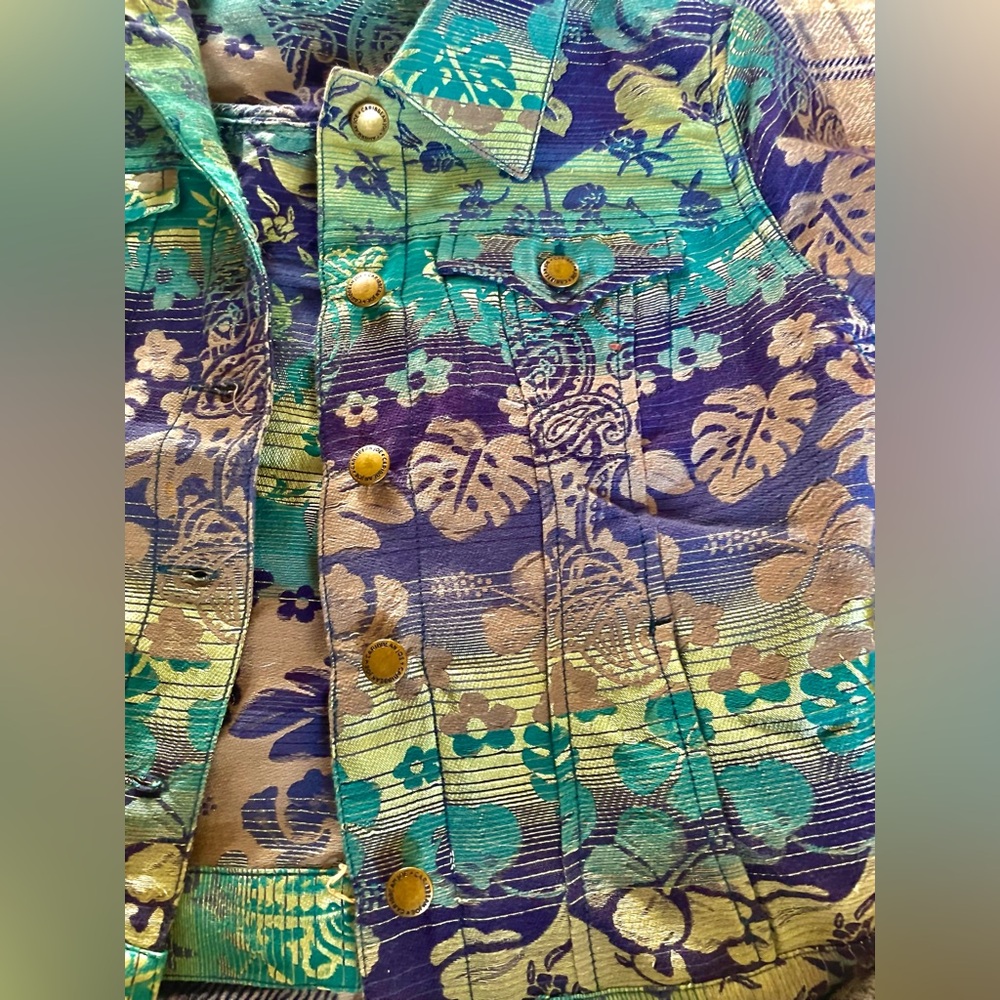 Vintage Caribbean Joe funky blue and green jacket!